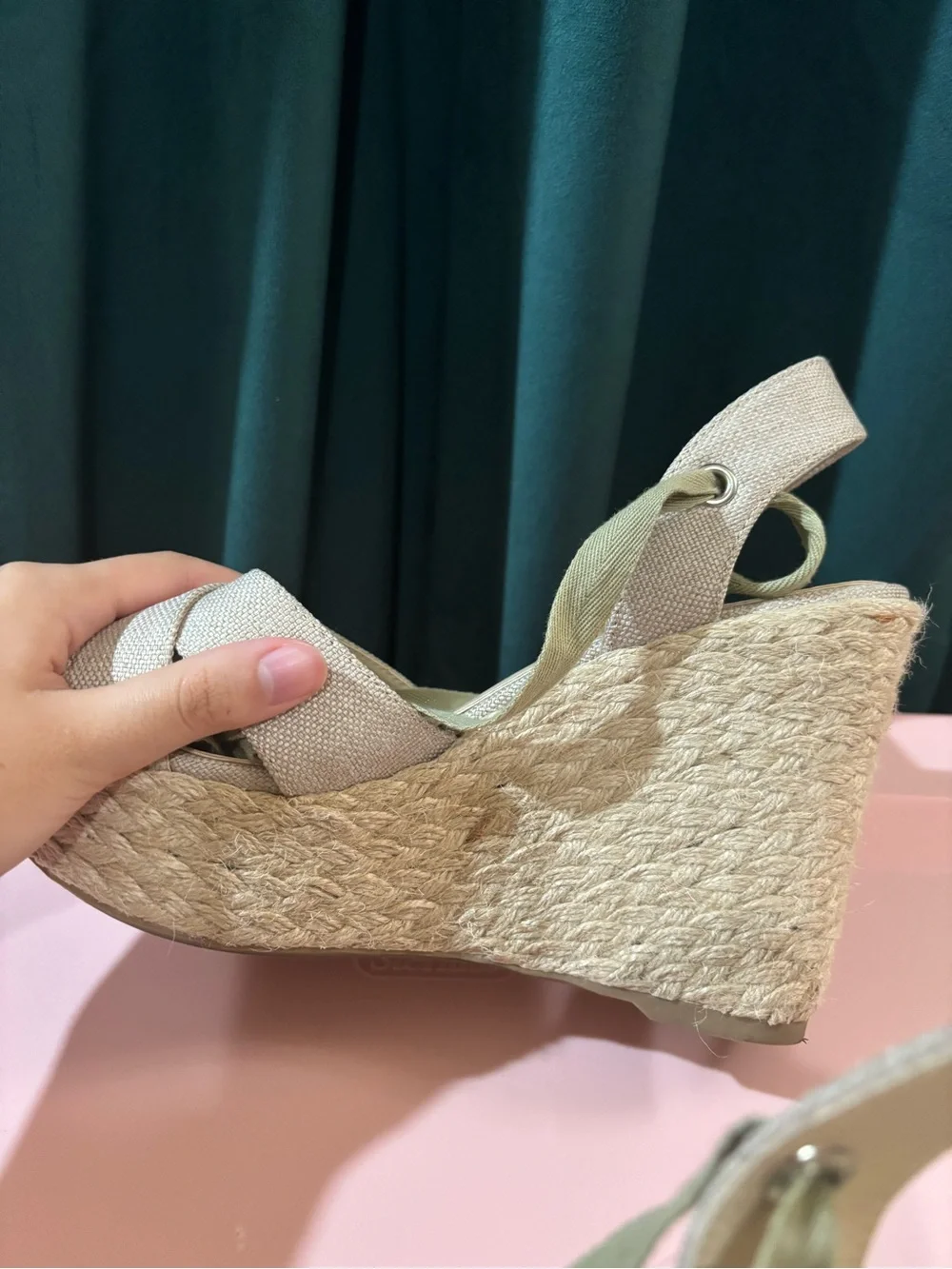 Lulu's Natural Woven Espadrille Wrap Wedge Sandals